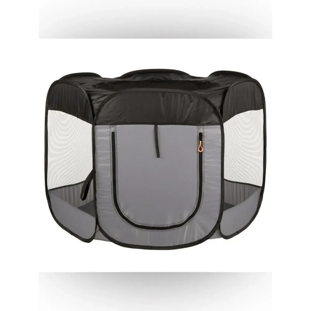 Portable Black and Gray Pop-Up Pet Playpen